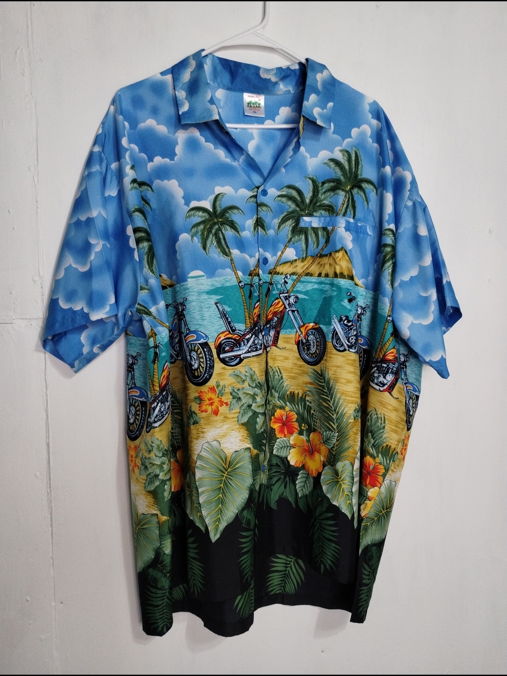 Men's Blue Tropical Motorcycle Camp Shirt